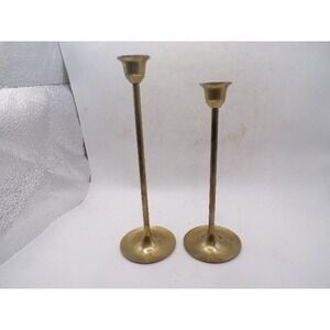 Vintage Brass Taper Candlestick Holders Set of 2 Graduated Mid Century Modern 8"